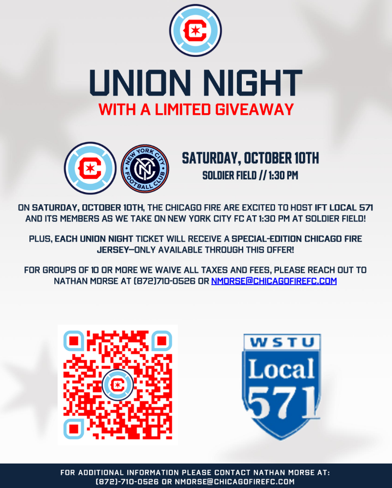 Chicago Fire Union Night Flyer